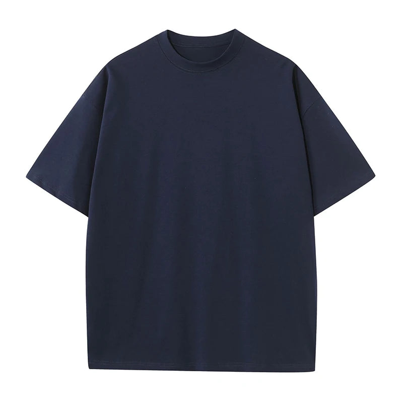 Mens Oversized 230Gsm Heavyweight Cotton T Shirt Short Sleeve Solid Colors Green White Black
