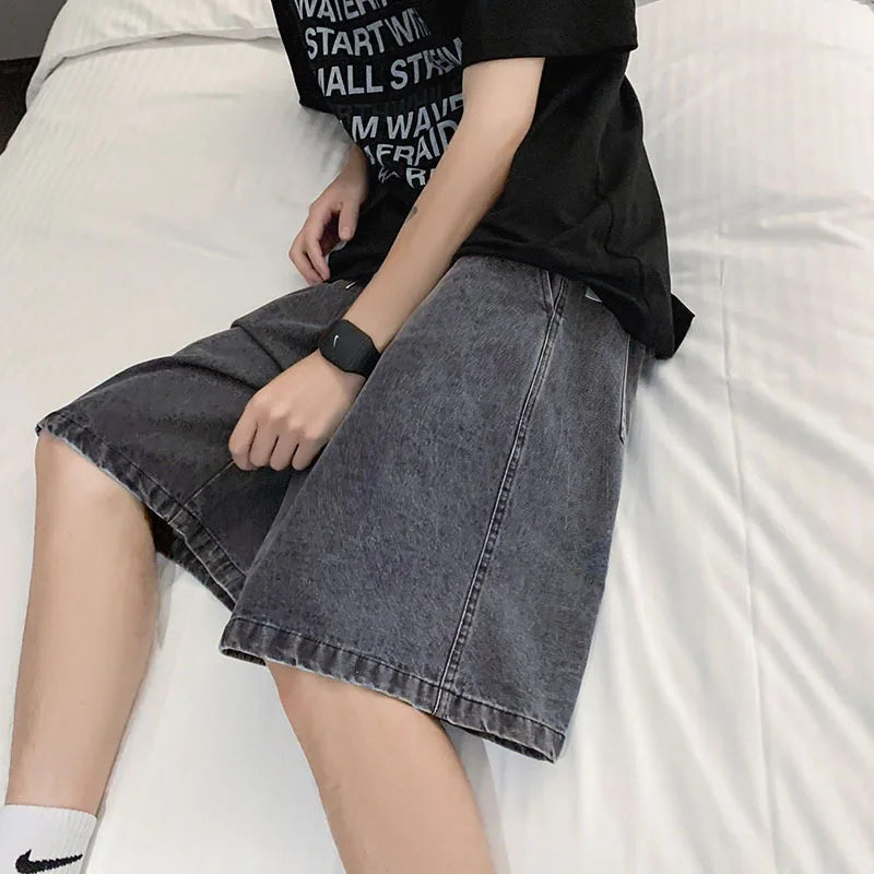 2026 New Summer Shorts Jeans Men Denim Pants Stretch Dark Blue Fashion Design Men's Jeans Slim Straight Male Short Jeans Hombre