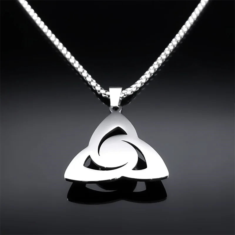 Viking Trinity Knot Necklace For Women'S Men Stainless Steel Tiger Eye Stone Irish Celtic Lucky Amulet Necklaces Jewelry N3806S02
