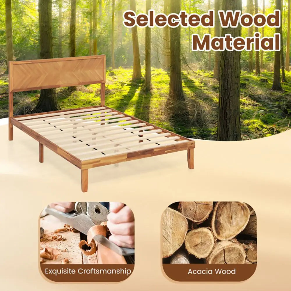 FullSize Bed Frame with Headboard and Storage Space