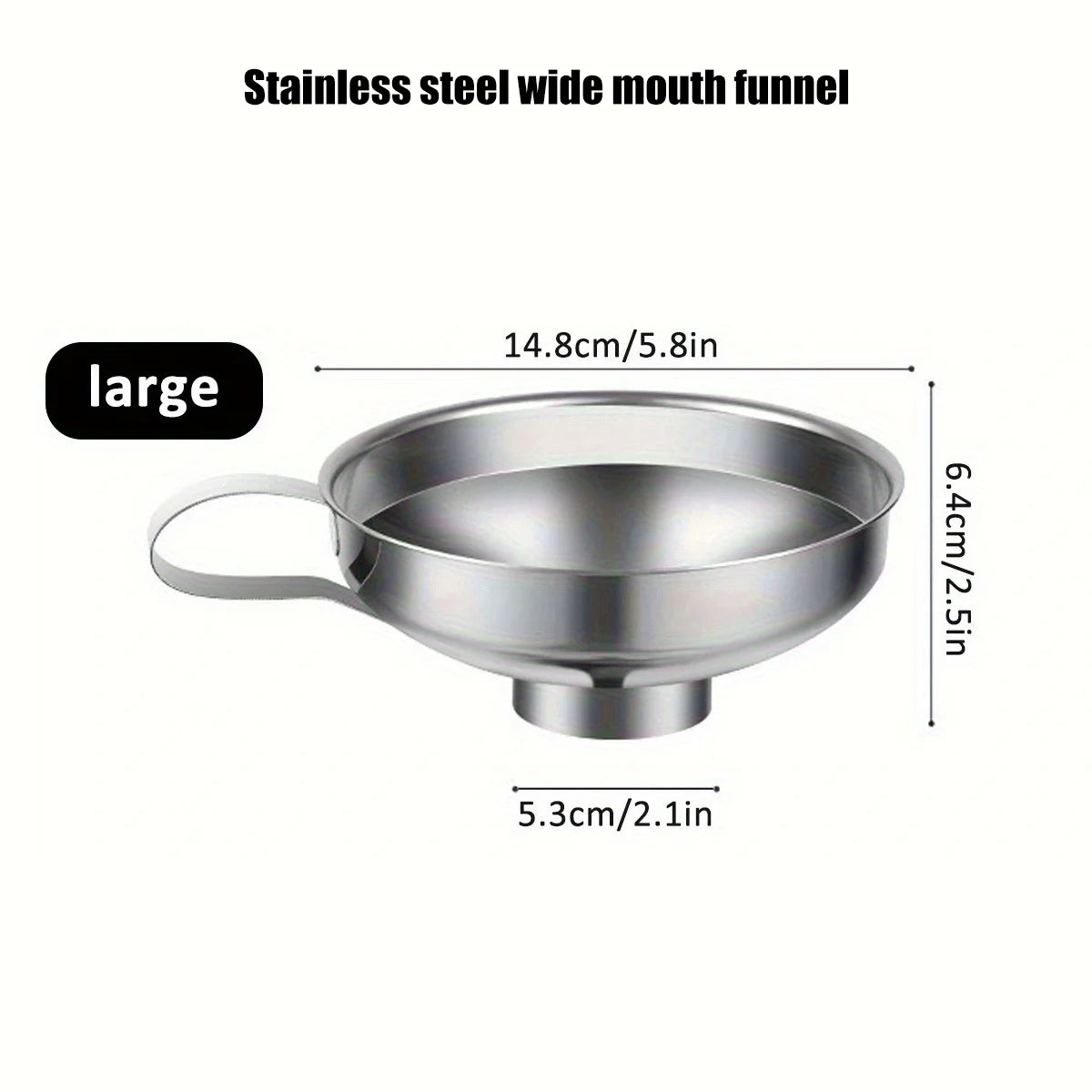 Juego de 3 embudos de cocina de acero inoxidable, embudos pequeños, embudo de boca ancha para tarros, embudo de silicona de grado alimenticio, accesorios de cocina