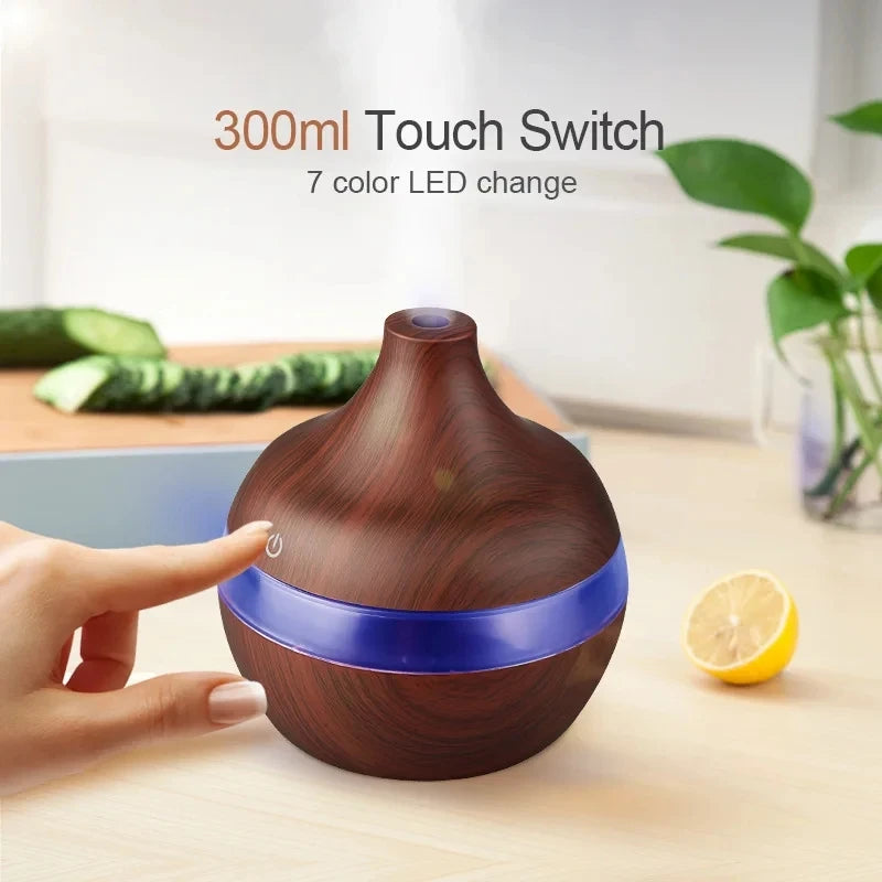 Suncolourful Ultrasonic Aroma Diffuser and Humidifier - 300ml Wood