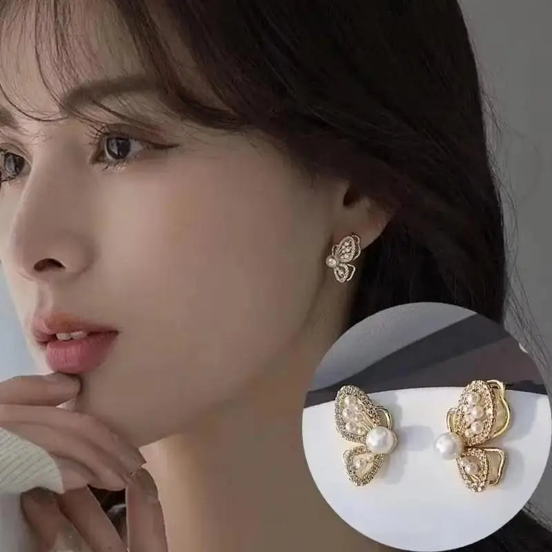 Korean Fashion Zircon Drop Earrings For Women'S Jewelry 2026 Trending New Luxury Women'S'S Geometric Hoop Earrings Pendientes Gifts