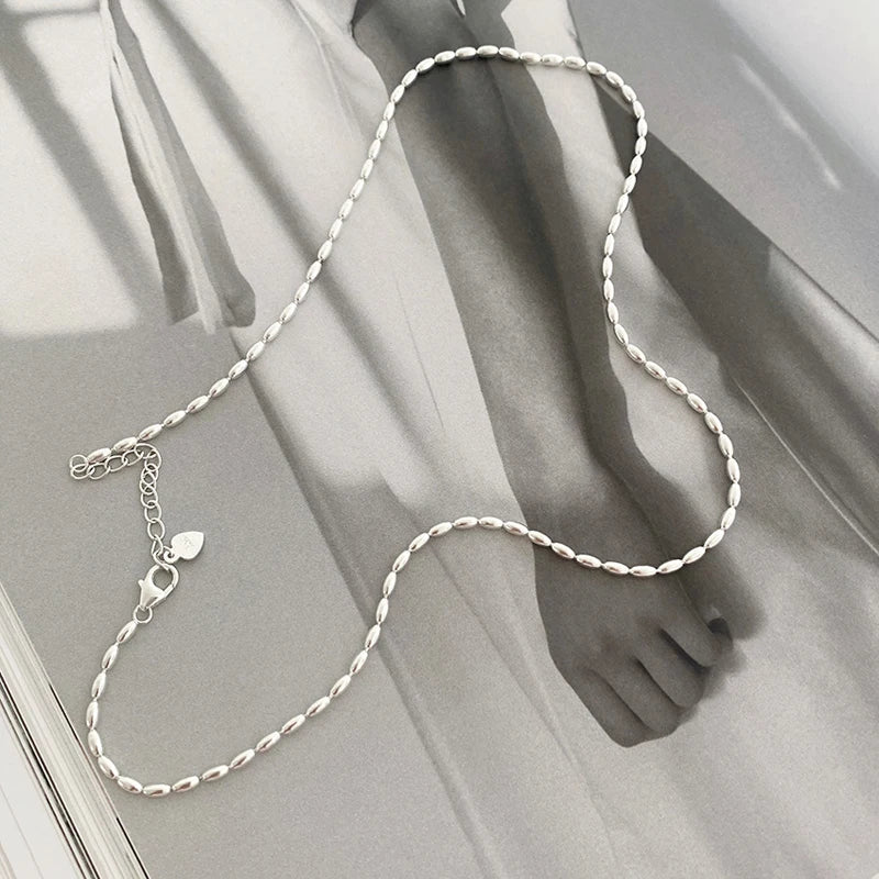 S925 Sterling Silver Necklace Beads Choker Shiny Delicate Collarbone Chain For Girl Wedding Fine Jewelry