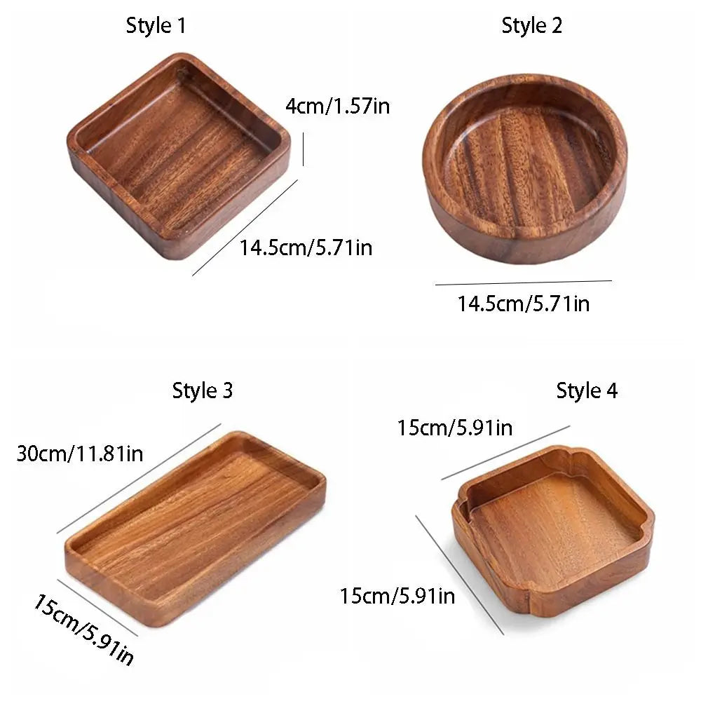 Japanese Style Wooden Fruit and Snack Tray - Round/Square Stackable