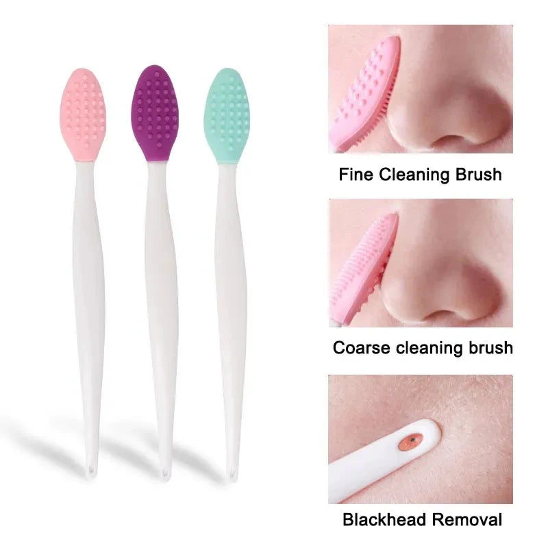 1/2PCS Face Silicone Brush Double-Sided Nose  Lip Face Clean cleansing stick Blackhead Removal Acne Makeup Brush