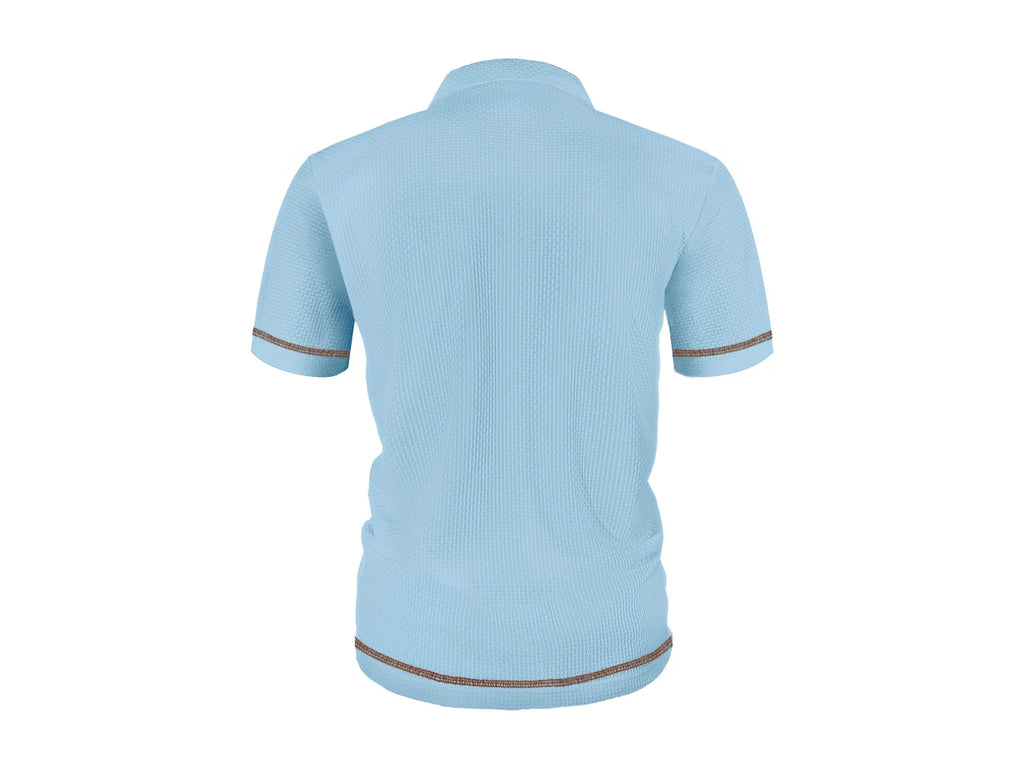 Summer ice silk lapel men's short-sleeved T-shirt men's clothing top