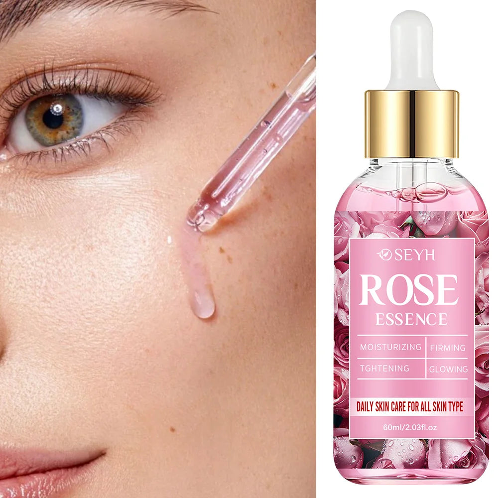 SEYH Rose Hydrating Essence 40ml/60ml - Day And Night Plant Extracts with Aloe Vera Rose Ceramides Retinol Peptides for Elastic