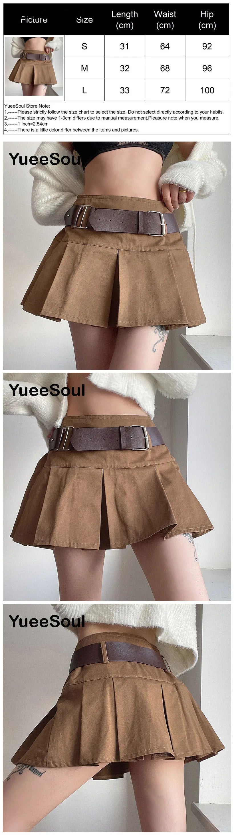 Brown Mini Skirts 2023 New Y2K Vintage High Waist Women Pleated Skirt Chic Sweet Cute Preppy Style Casual 90s E Girl Dance Skirt