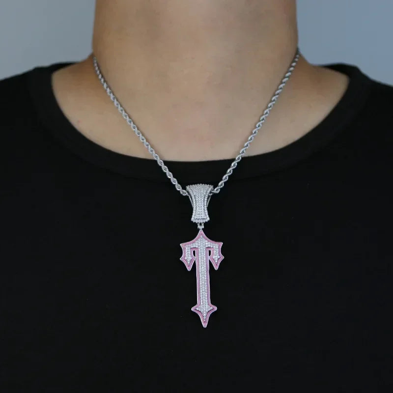 Moissanite Cross Pendant Necklace 14K Gold Long Chain Unisex Jewelry For Women And Men