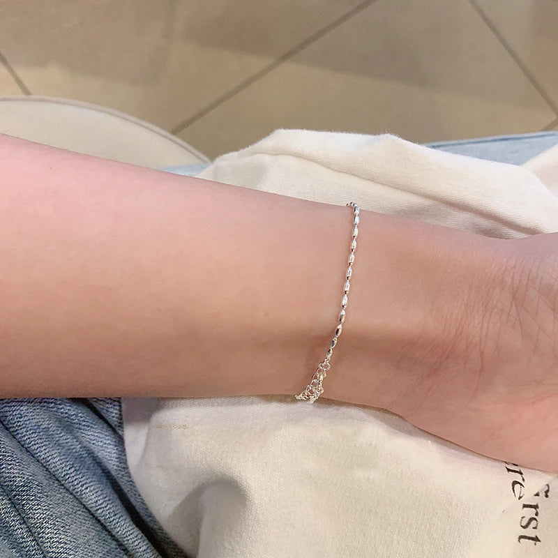 S925 Sterling Silver Necklace Beads Choker Shiny Delicate Collarbone Chain For Girl Wedding Fine Jewelry
