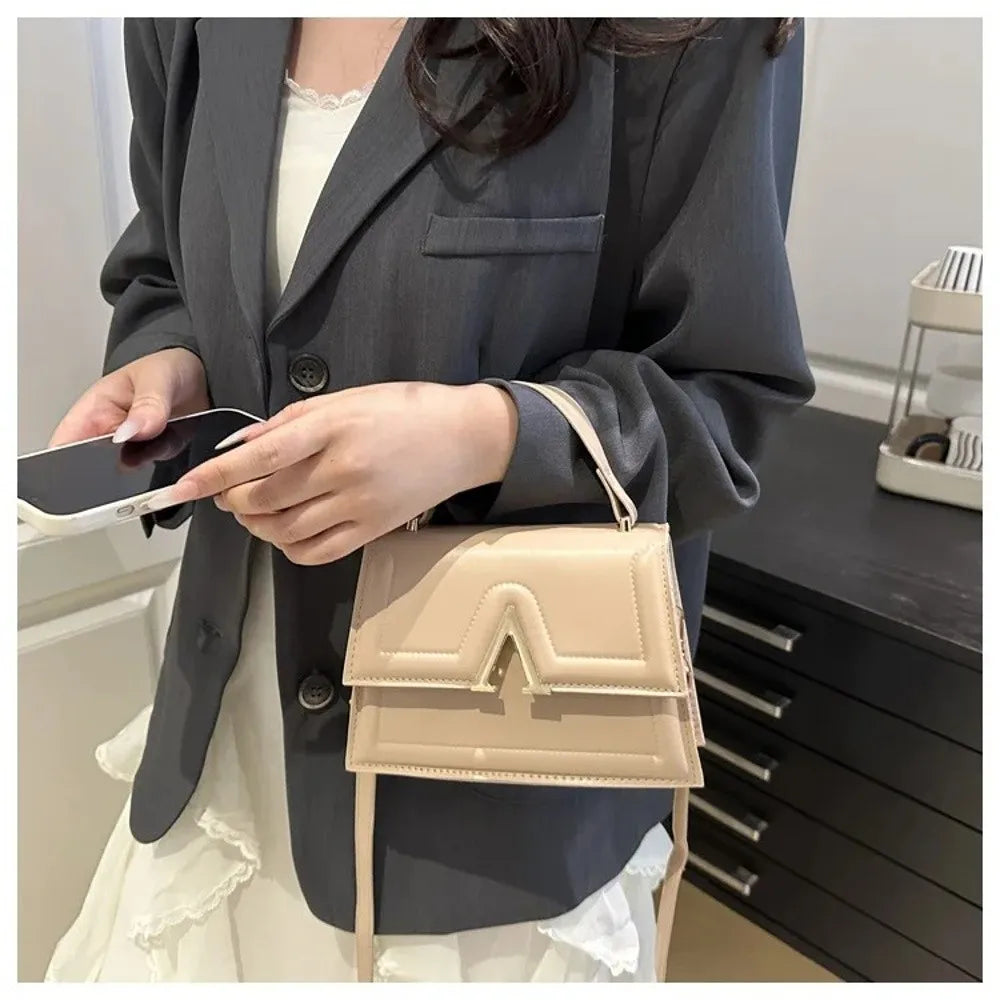 Casual Retro Shoulder Bag Candy Color Large Capacity Crossbody Bag PU Material Street Trend Ladies Handbag