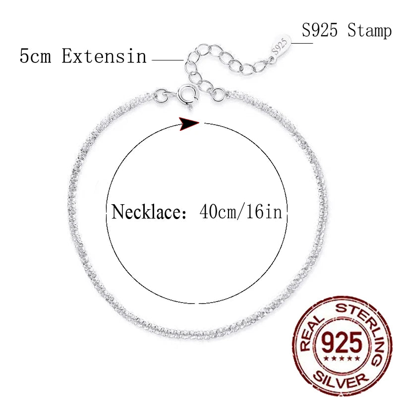 CWWZircons Genuine 925 Sterling Silver Round Cubic Zirconia Galaxy Stacked Thin Chain Necklace for Women Party Jewelry SD017