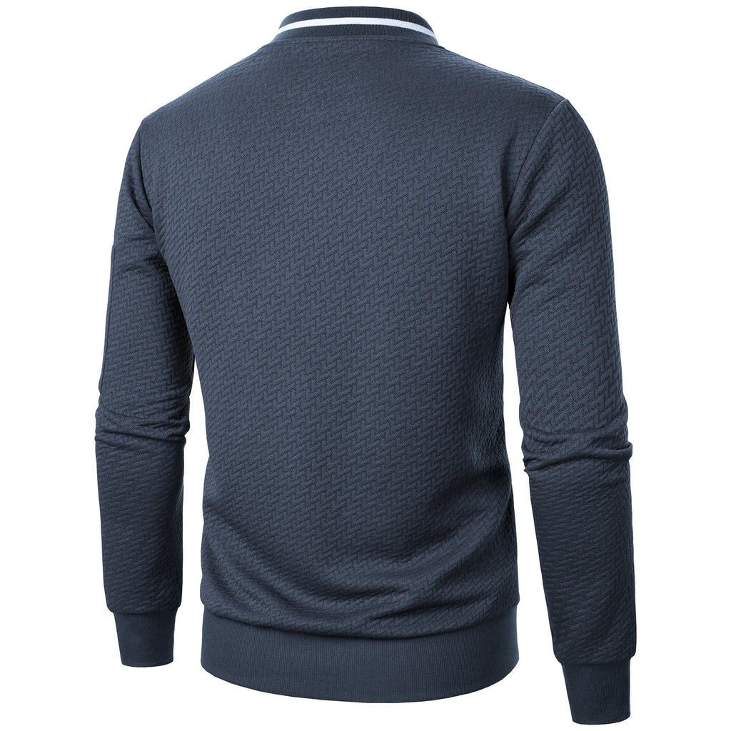 New Men's New Zip Stand Collar Sweatshirt Jacket Men's Casual Jacquard Cardigan Sweatshirts Baseball Jackets Men Clothing