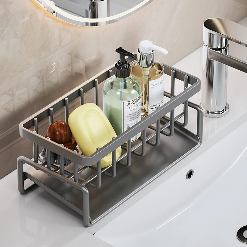 Estante de acero inoxidable para cocina, escurridor de esponjas, escurridor de fregadero, artículos de lavado de platos, almacenamiento de paños de cocina, escurridor