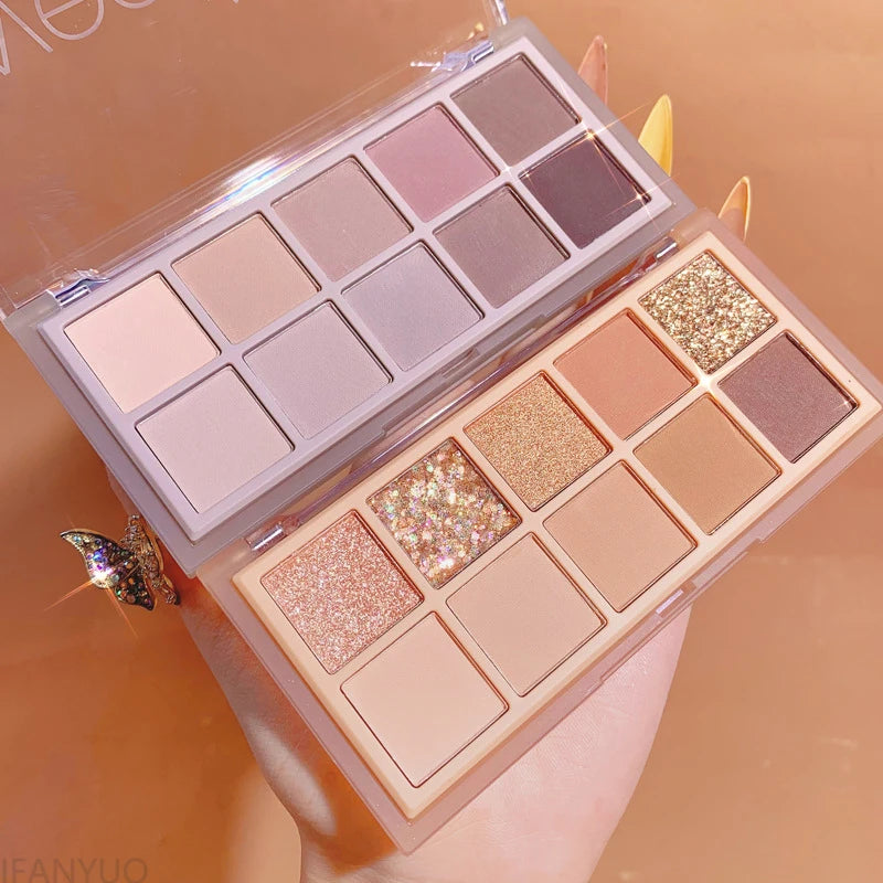 10 Color Eyeshadow Palette Matte Pearl Fine Shining Pumpkin Tea Milk Earth Color Eye Shadow Tray Makeup Pigment Korean Cosmetics
