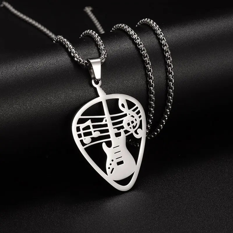 Retro Punk Music Guitar Necklace For Men Personalized Gothic Pendant Fashion Hip Hop Rock Singer Jewelry