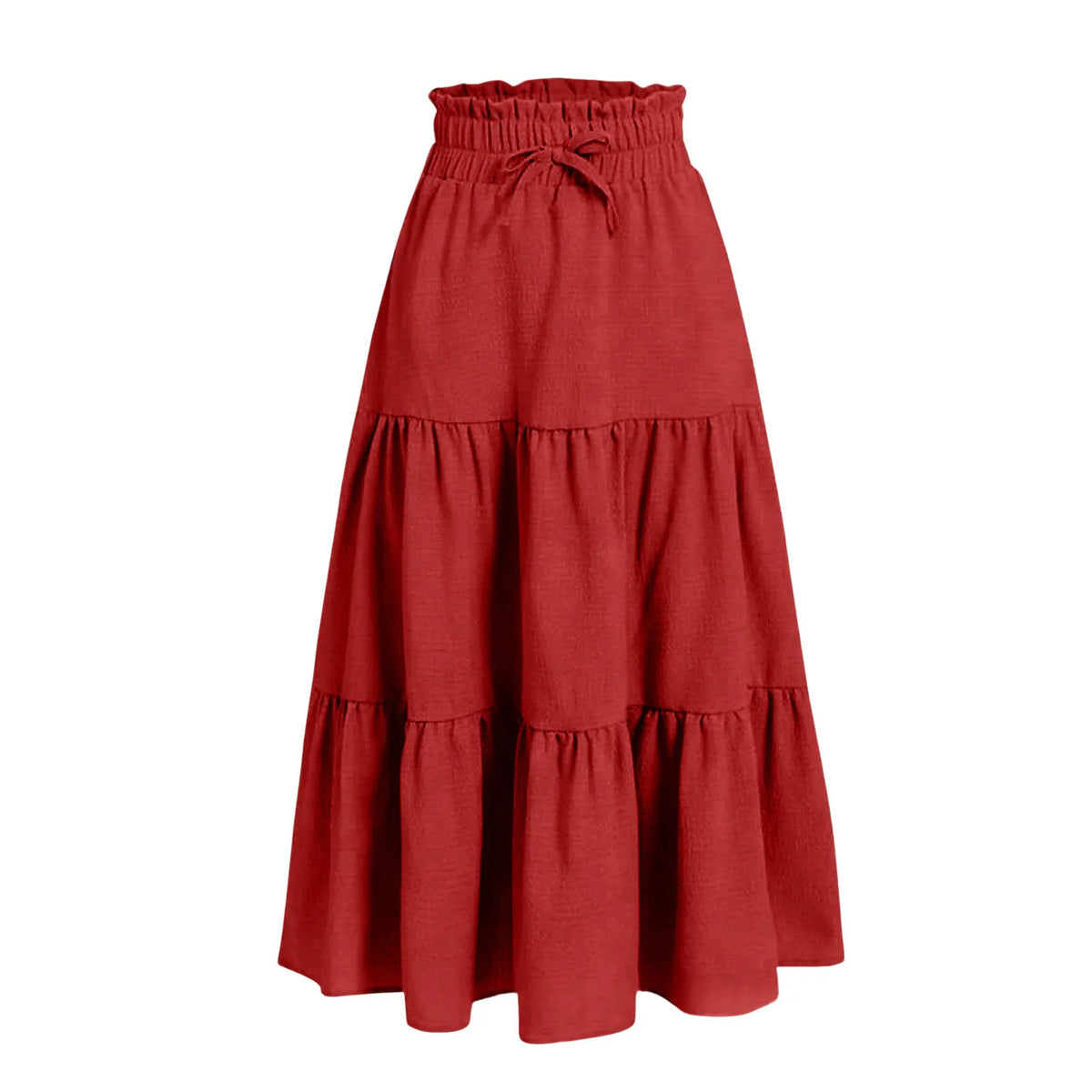 Kids Girls Boho Pleated Long Skirt Summer Solid Elastic Waist Lightweight Large Swing Skirt Casual Beach Holiday Vacation