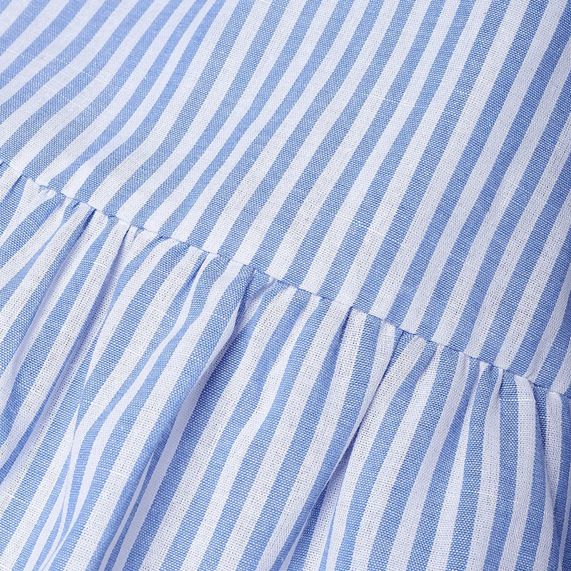 ZANZEA Elegant Women Striped Sleeveless Shirt Dress Casual Ruffle Hem Summer Holiday Button Down Office Work Midi Sundress Robe
