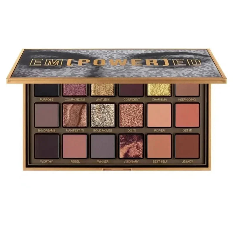 18-color Eye Shadow Palette Pearlescent Flow Finish Matte Glitter Rose Gold Black Punk-inspired Tones Party Makeup