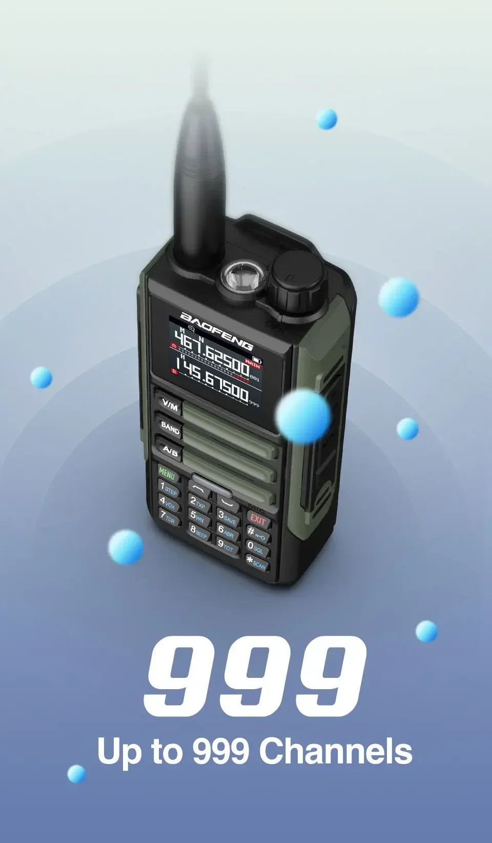 2Pack Baofeng 15W 50KM Waterproof Walkie Talkie 999CH AM FM 2-Way Radio Full Band LCD Screen Frequency Copy Noise Reduce UV16M