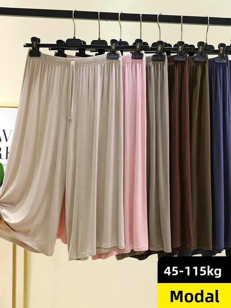 Women's Modal Wide-Leg Pants - High-Waisted Casual Summer Lounge