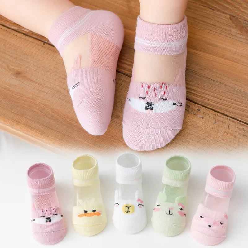 Kids Ultrathin Mesh Boat Socks – 5 Pairs, Ages 0-5Y