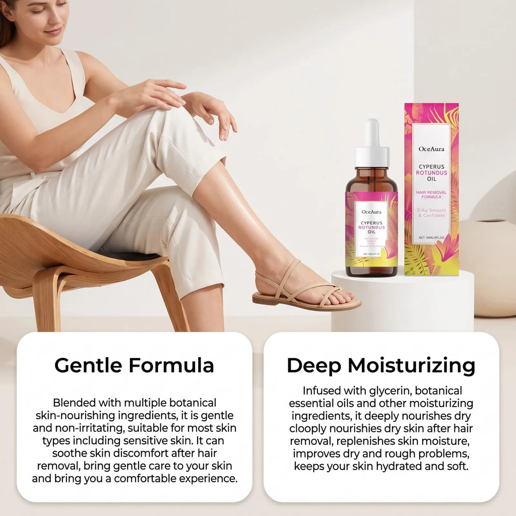 Cyperus Rotundus Hair Removal Care Oil Soothe Nourish Hair Reduction Deep Moisturizing After Shave Smooth Skin Non Greasy 60ml