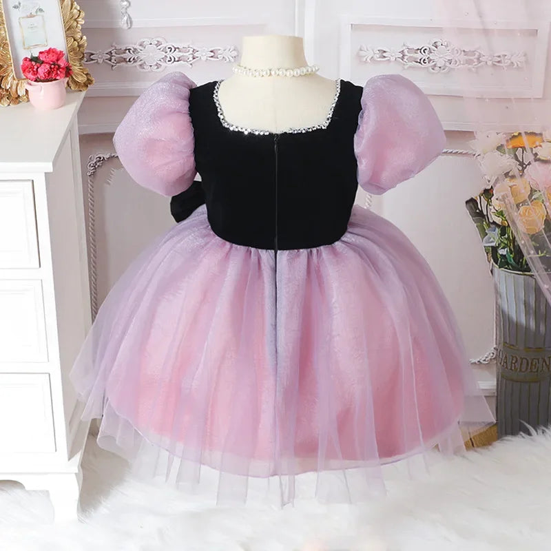 2025 Party Dress Vestido Children Girls Princess Tutu Gown Banquet Piano Host Dresses Outfit Costume New Matching Kids Birthday