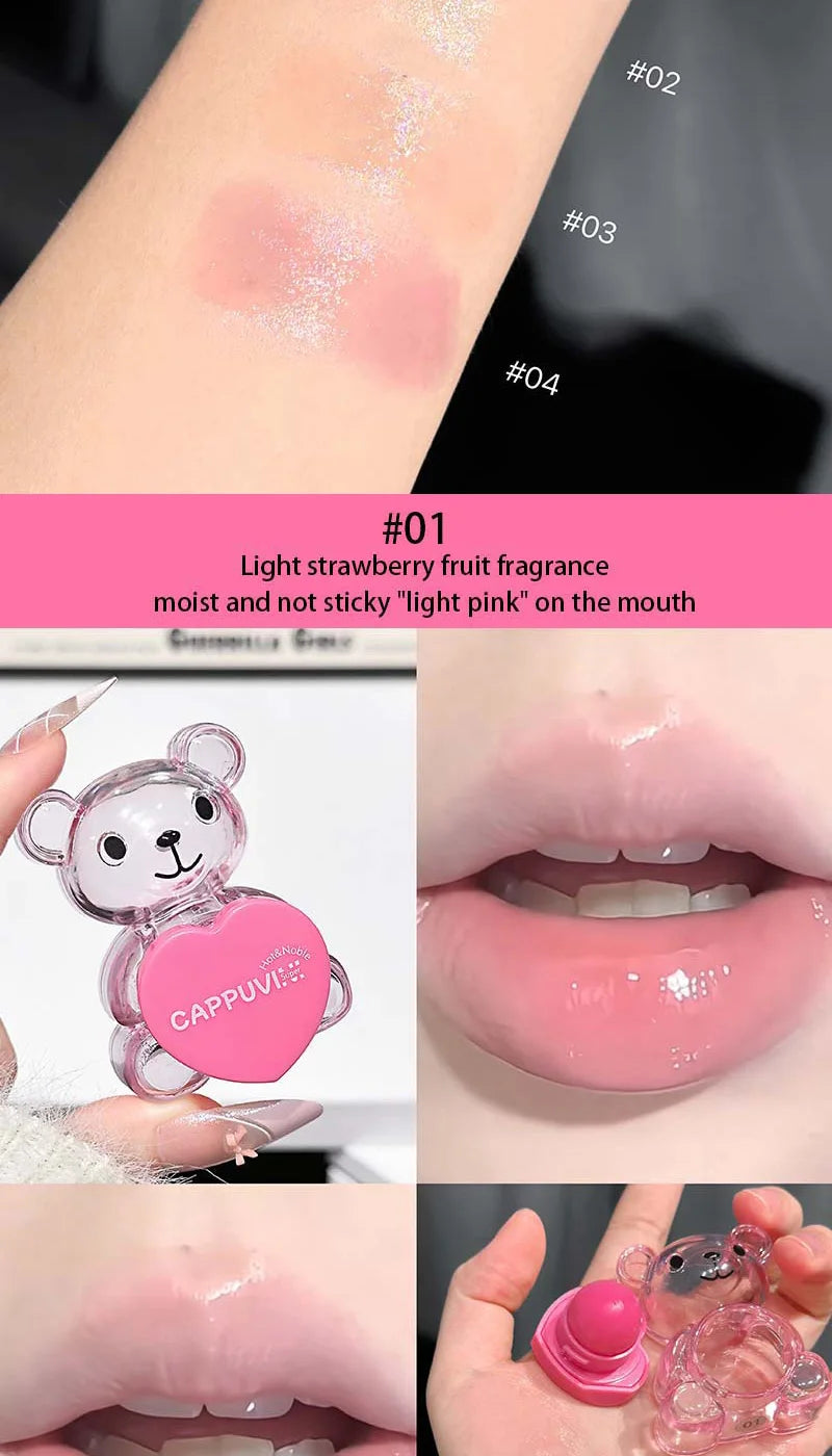 Cappuvini Soft and Cute Bear Lip Balm Moisturizing and Hydrating, Reduces Lip Lines, Non-Greasy, Limited Edition for Christmas and Halloween, Autumn and Winter Lip Care.