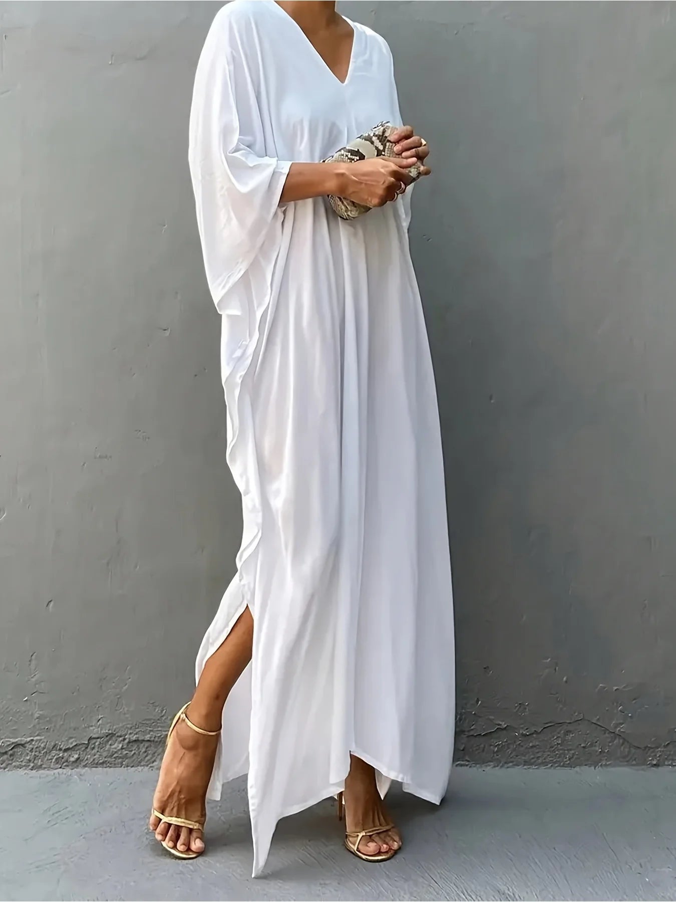 2026 Elegant and Comfortable V-neck Long Sleeve Dress with Long Skirt, Fits the Waist, Suitable for Women's Parties