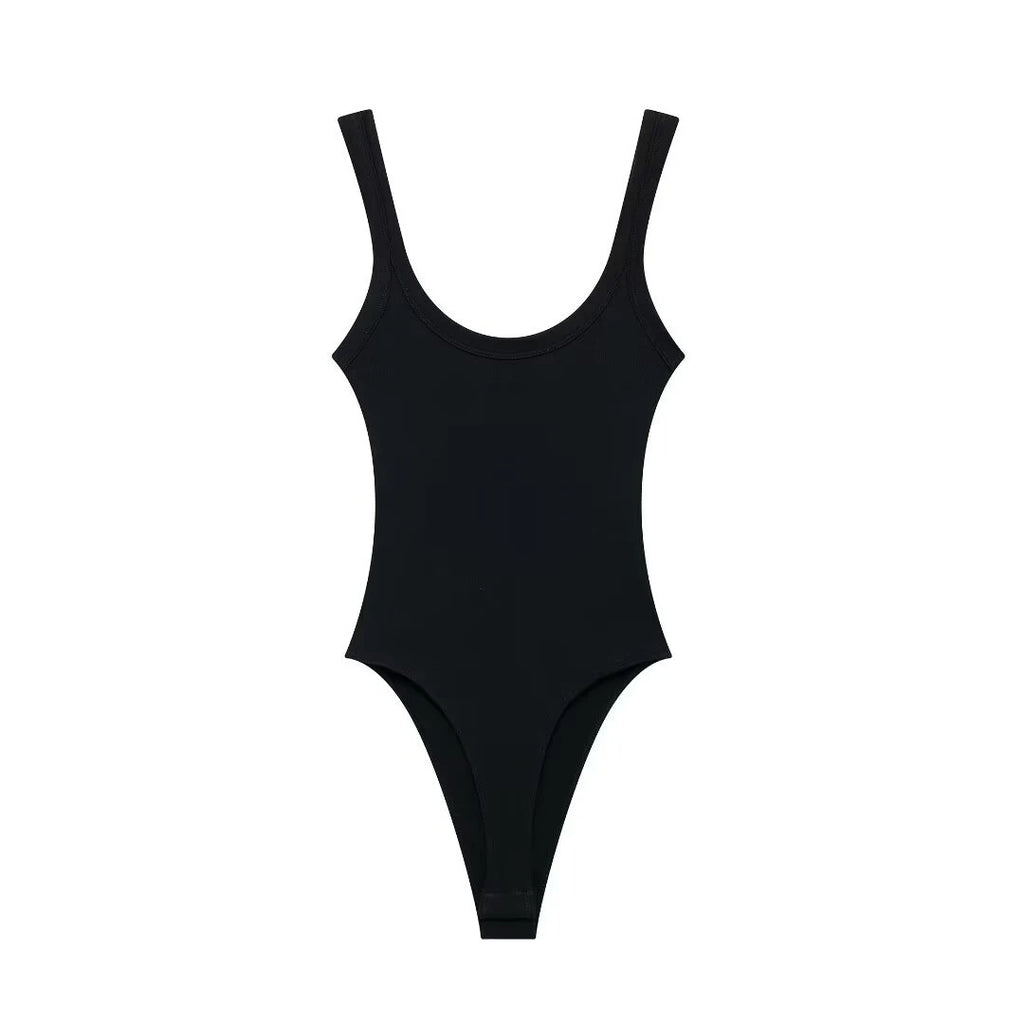 Skinny Ribbed Bodysuits for Women, O Neck, Straps, Snap-Button, Female Playsuits, Sexy Fashion
