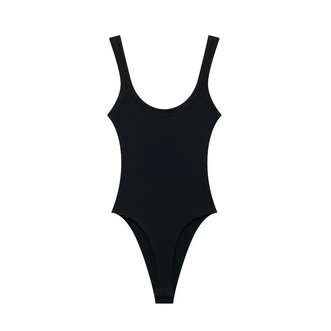 Skinny Ribbed Bodysuits for Women, O Neck, Straps, Snap-Button, Female Playsuits, Sexy Fashion