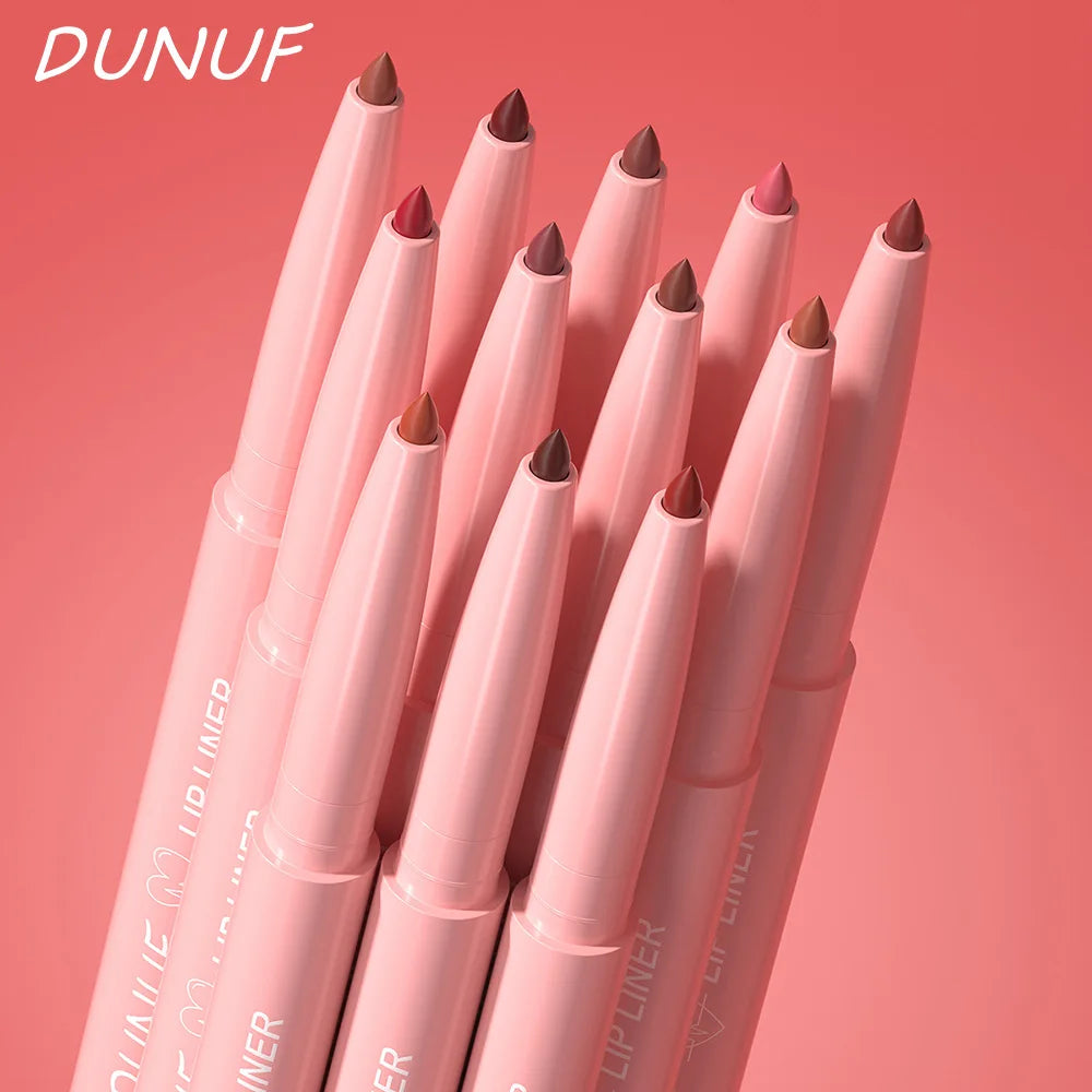 12 Colors Matte Red Brown Lipliner Pencil Waterproof Non-stick Cup Slim Lipstick Make Up Nude Pink Lip Liner Outline Lip Contour