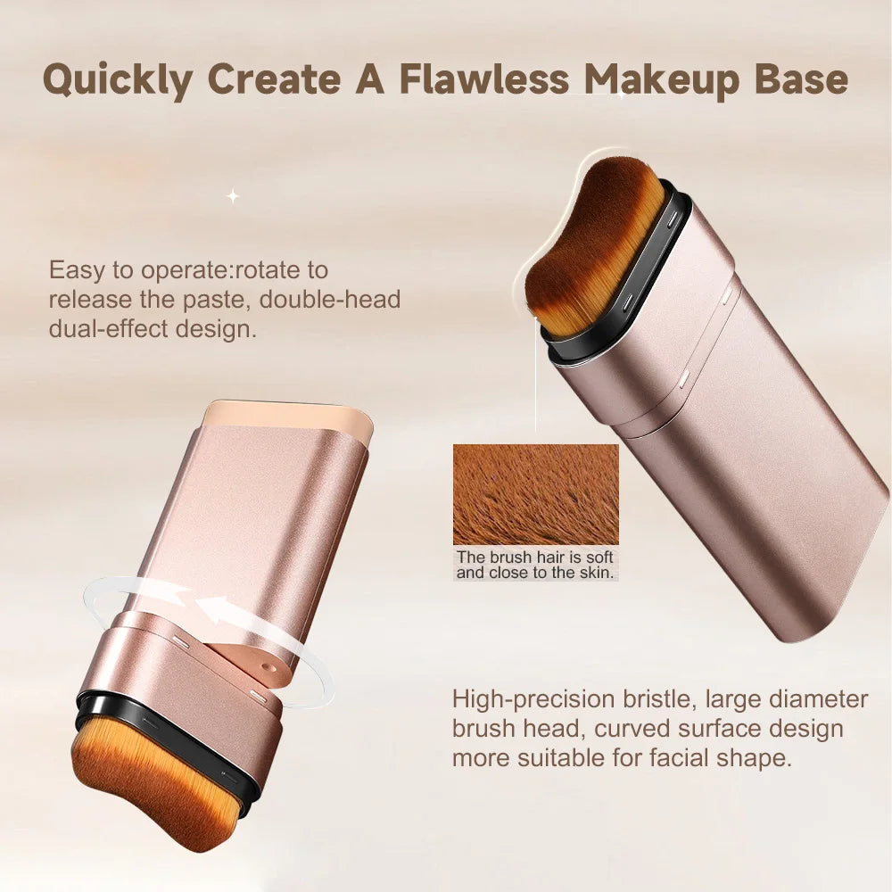 Life Girls Watery Double-Headed Foundation Stick With Brush, Natural Long-Lasting Flawless Makeup For Facial Concealer Cosmetics