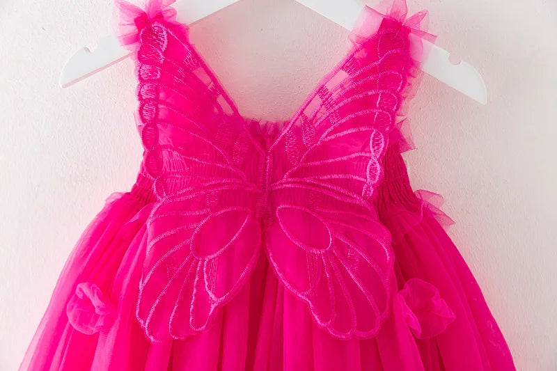 Baby Girls Tutu Gauze Butterfly Children's Dress Mesh Suspender Dress 3D Wing Fairy Lovely Baby Princess Dress Birthday Vestidos