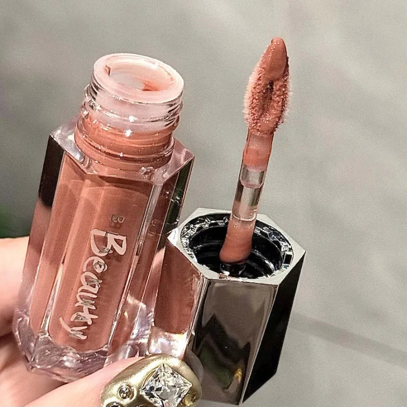 Ice Transparent Brown Lip Gloss Moisturizing Glossy Liquid Lipstick Water Light Glass Mirror Lip Glaze Long-lasting Beauty Lips
