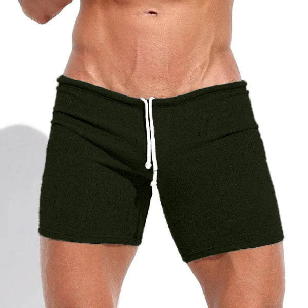 Summer Men'S Casual Breathable Drawstring Shorts Solid-Color Swimwear For Running Sports Surfing Beach And Vacation