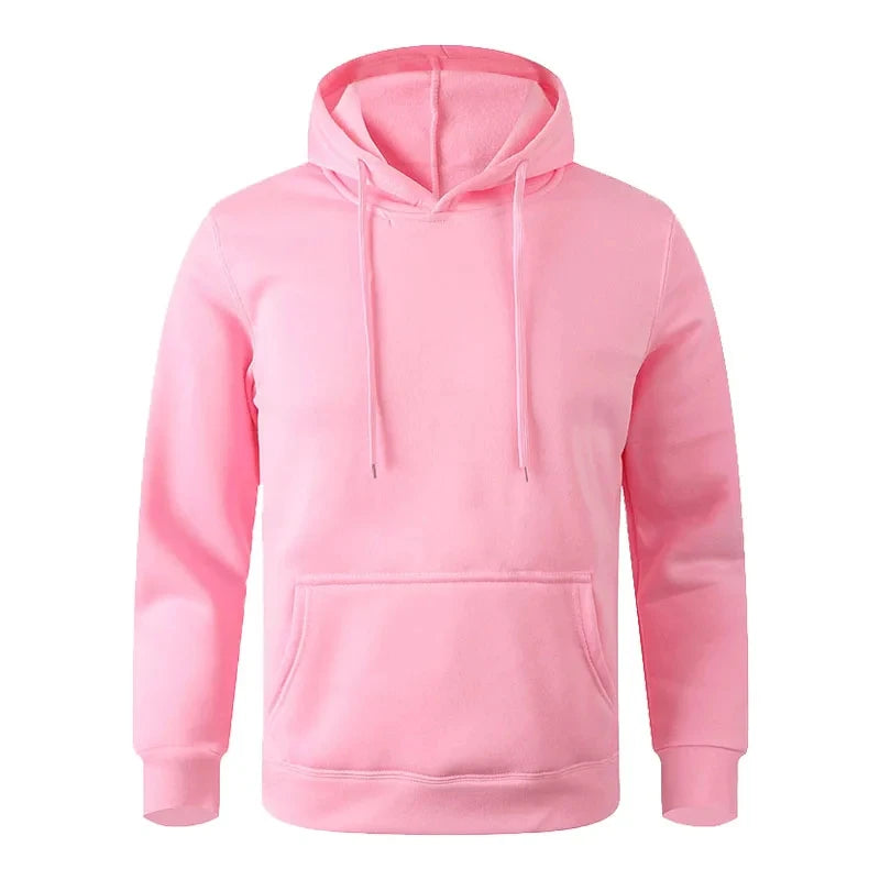 Unisex Fleece Hoodie - Casual Pullover Sweatshirt Black White