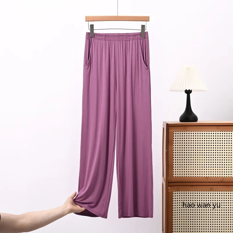 Women's Modal Pajama Pants - Casual Loose Straight Leg Sleep Bottoms