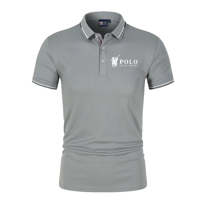 Men's premium summer polo shirt, quick drying, breathable, casual, business fashion, sports, short sleeved, men's clothing