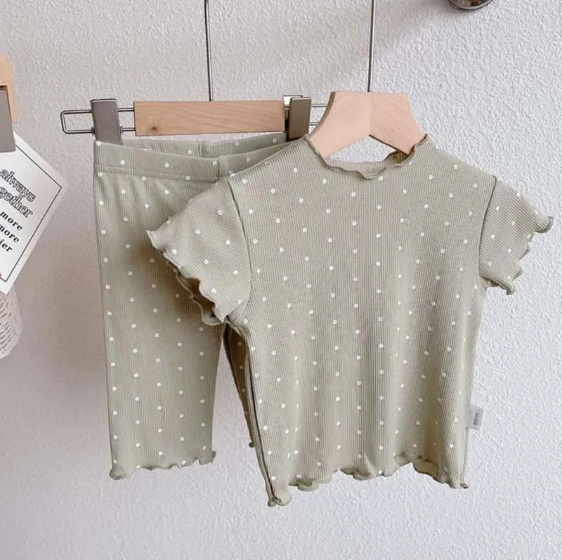 Baby Girl Floral Pajamas Set Summer Short Sleeve Thin Two Piece Outfits Toddler Kids Sleepwear Infant Home Wear Children Clothes