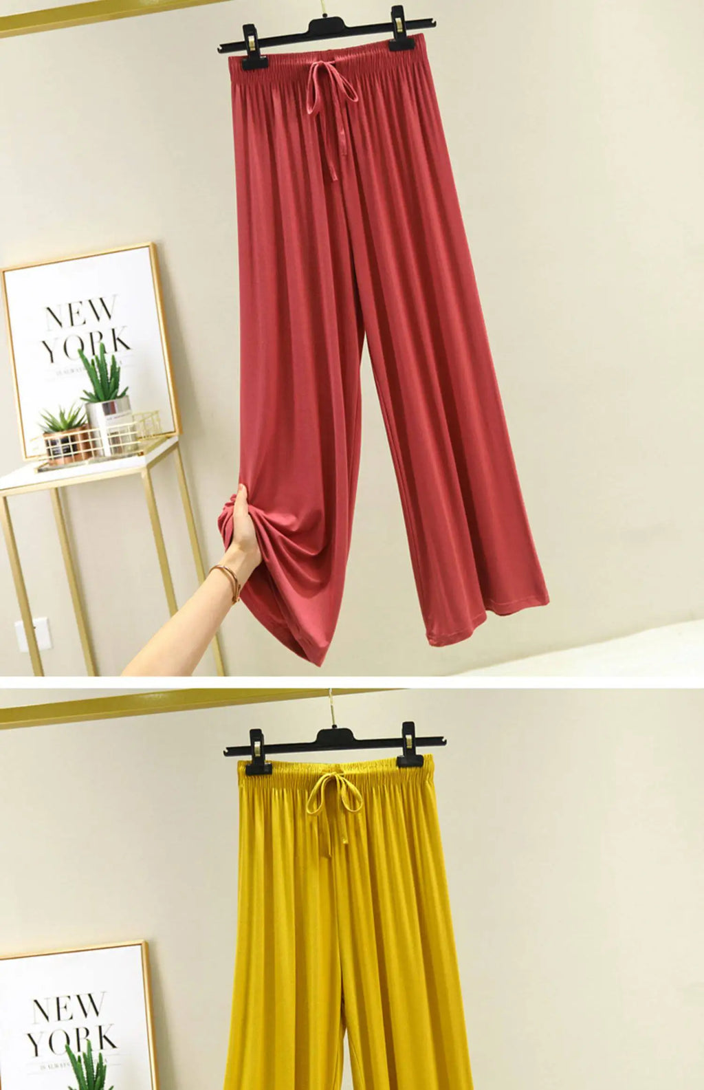 VGVFHZY Women's Wide Leg Pants High Waist Casual Loose Ice Silk