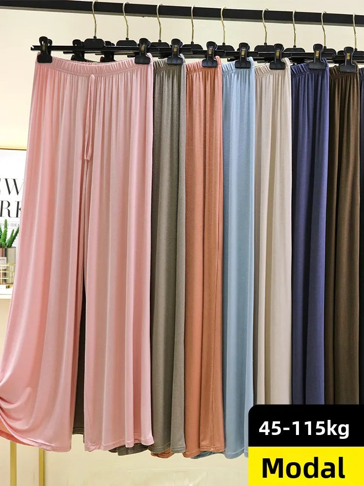 Women's Modal Wide-Leg High-Waisted Lounge Pants - Casual Summer