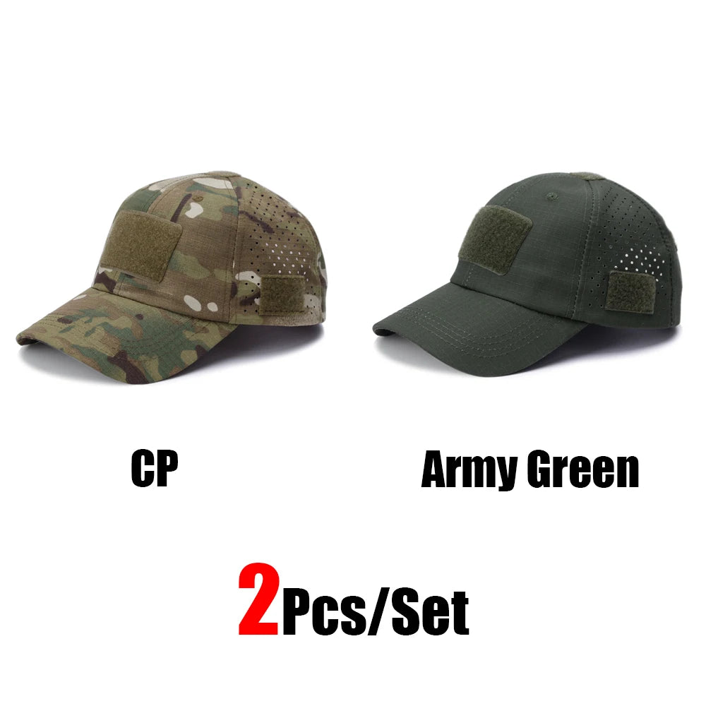 1/2Pcs New Men Camouflage Baseball Cap Breathable Sunscreen Hat Outdoor Sports Hunting Hiking Camping Beach Fishing Sun Hat