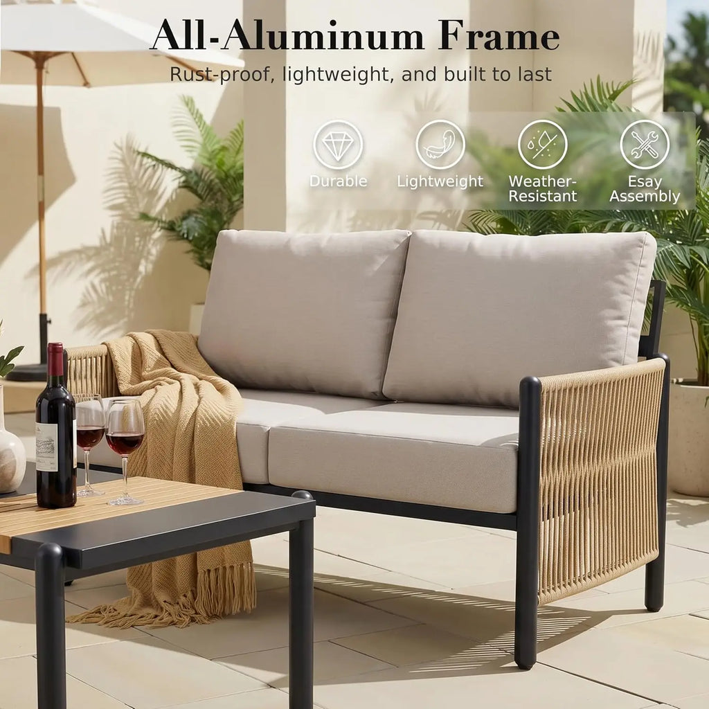 Aluminum Outdoor Patio Furniture Set 4 Seats, Customized