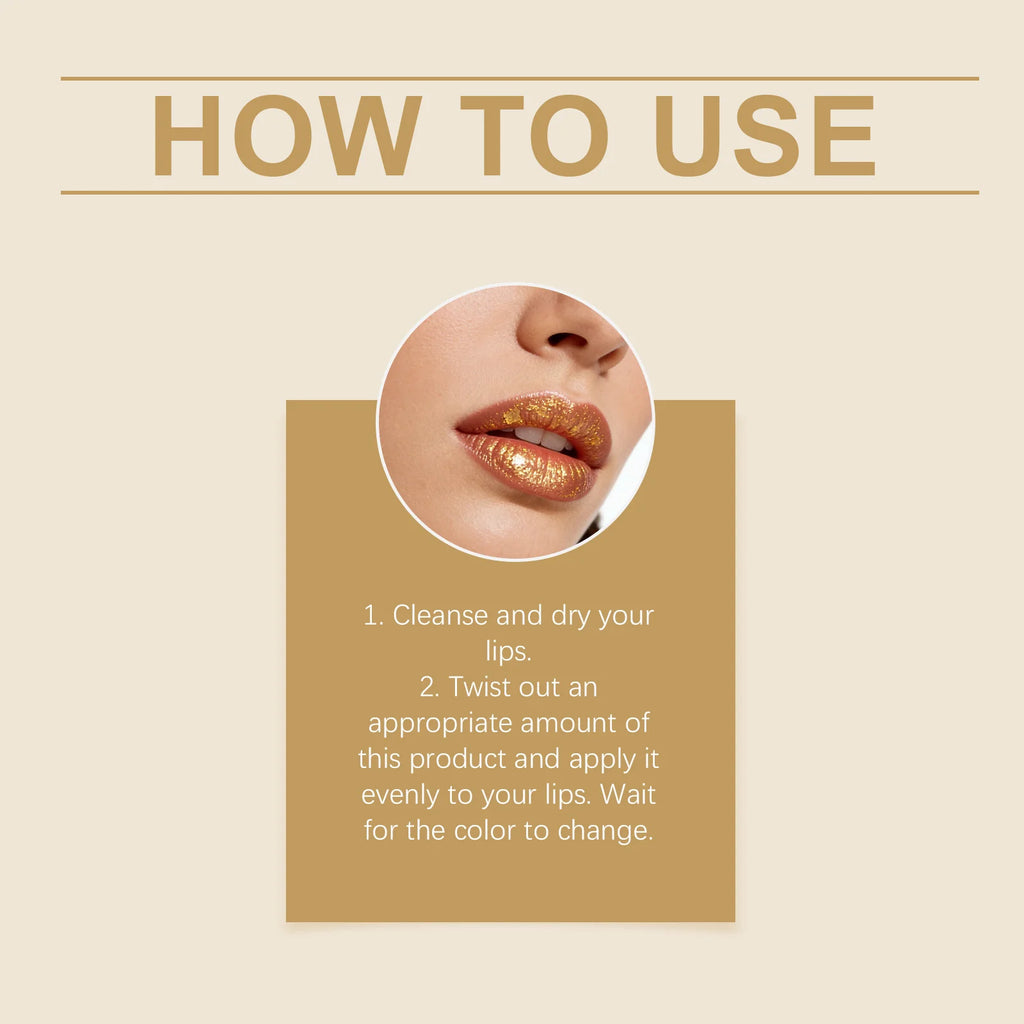 Color Changing Lipstick With Gold Flecks Moisturizing High Shine Fade Lip Line Lip Gloss Non Greasy Non-stick Hydrating Lip Balm