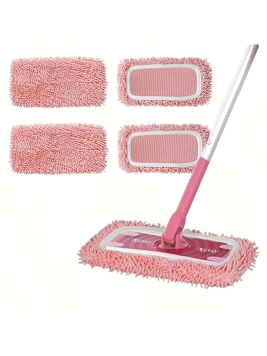 2pcs Dry Sweeping Cloth Chenille Mop Cloth Cover Set Swiffer Reusable Pads Dry Sweeping Machine Washable Refill Pads for Home