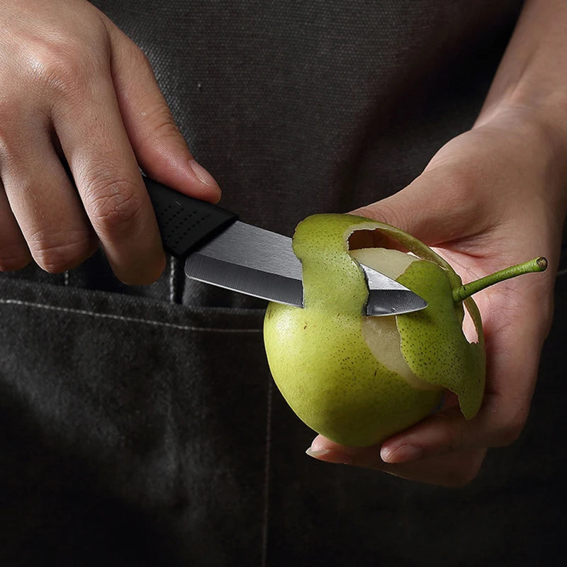Kitchen Knife 1/3/6 Kitchen Knife Set 4-inch stainless steel fruit knife with sheath Black fixed blade plastic handle knife