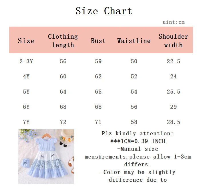 2Pcs/Set Summer Girls' Dress with Striped Small Floral Patchwork Design Dress+Mini Bag Set, Fashion Dress for Girls 2-7 Years